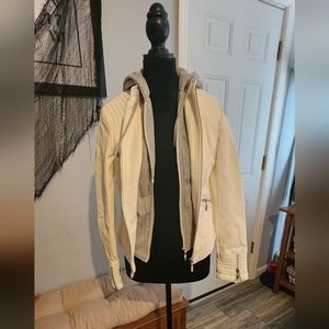 Guess cream Faux leather hooded jacket